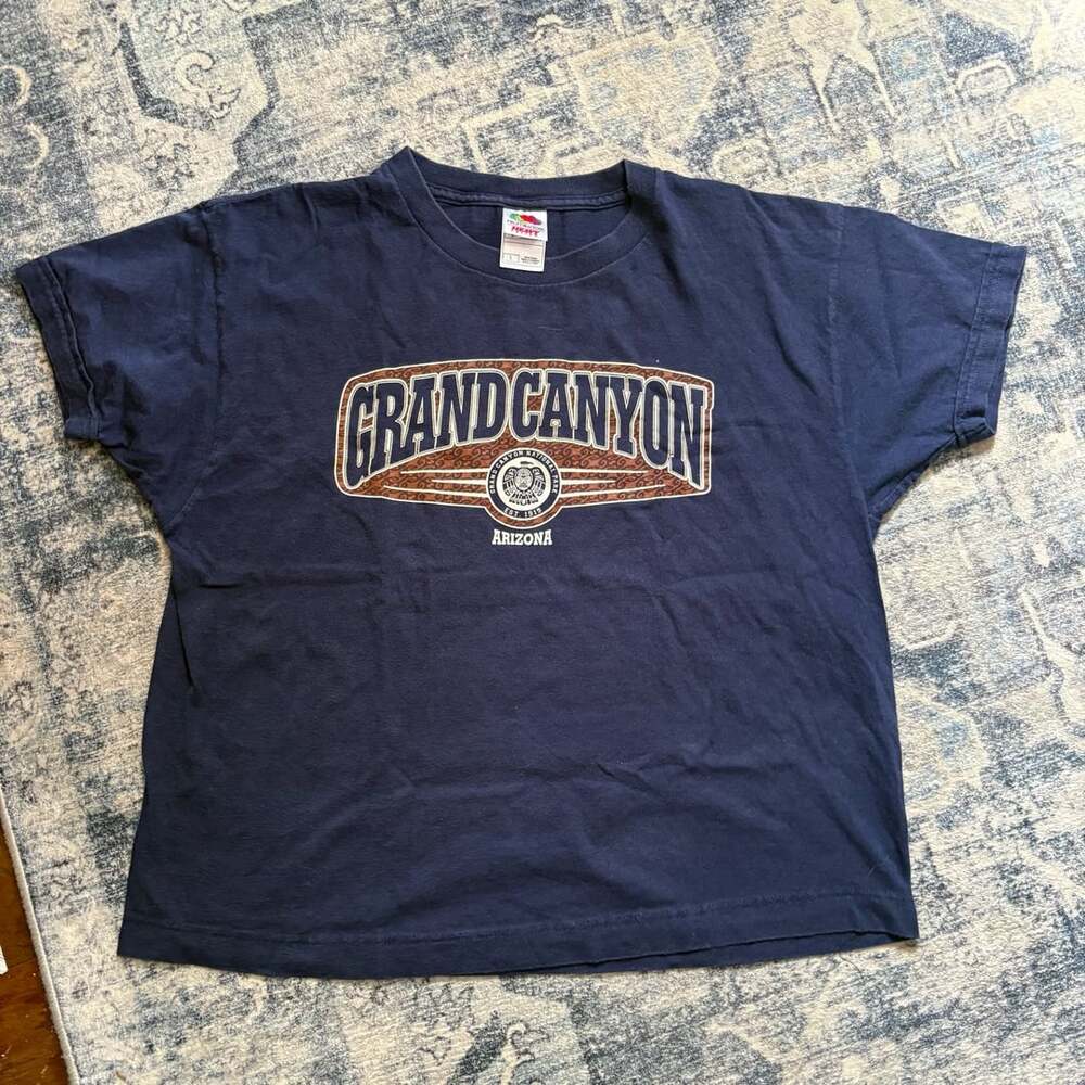 Vintage Grand Canyon National Park Souvenir Arizona Graphic T-Shirt Navy Blue Si